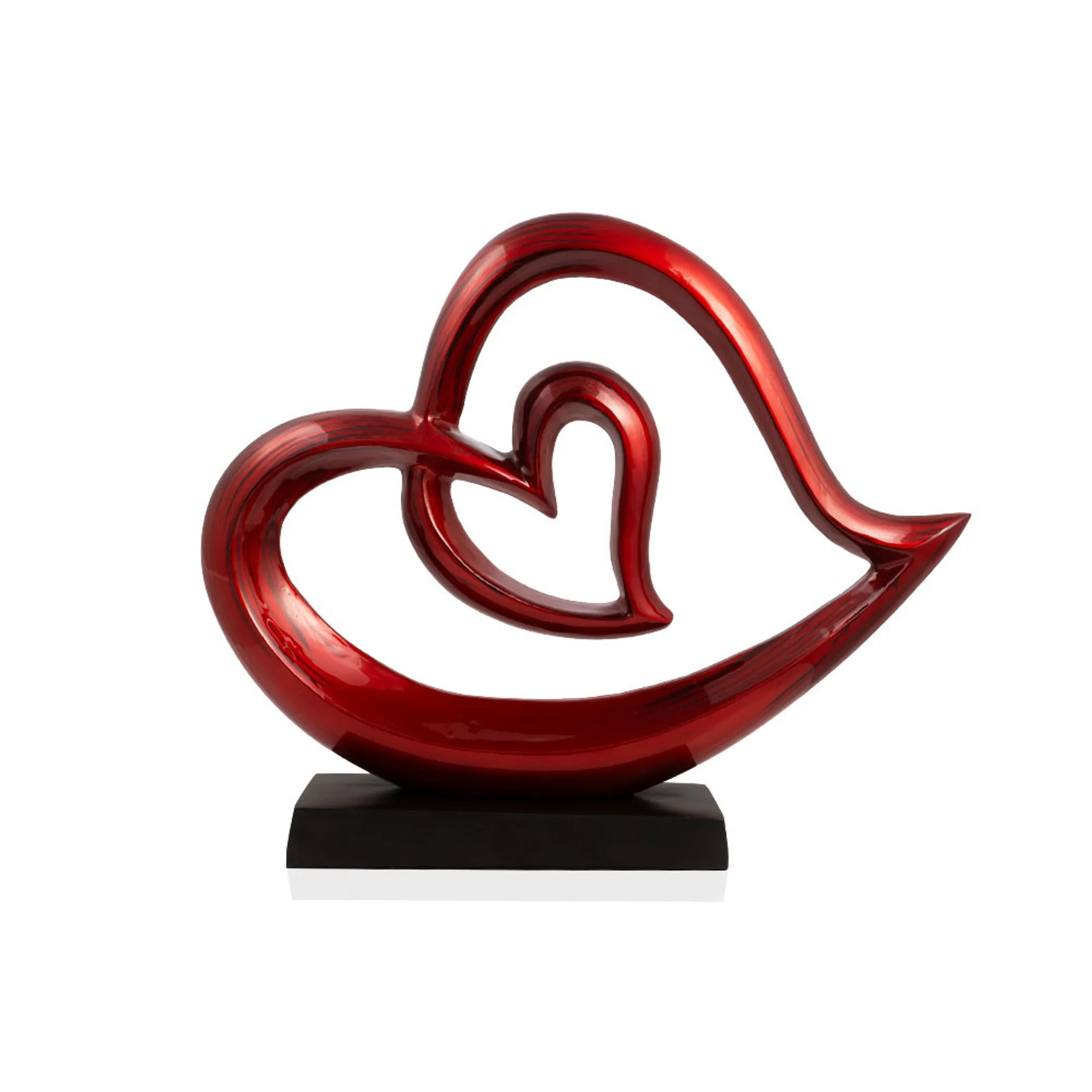 12" Red and Black Aluminum Hearts Tabletop Sculpture
