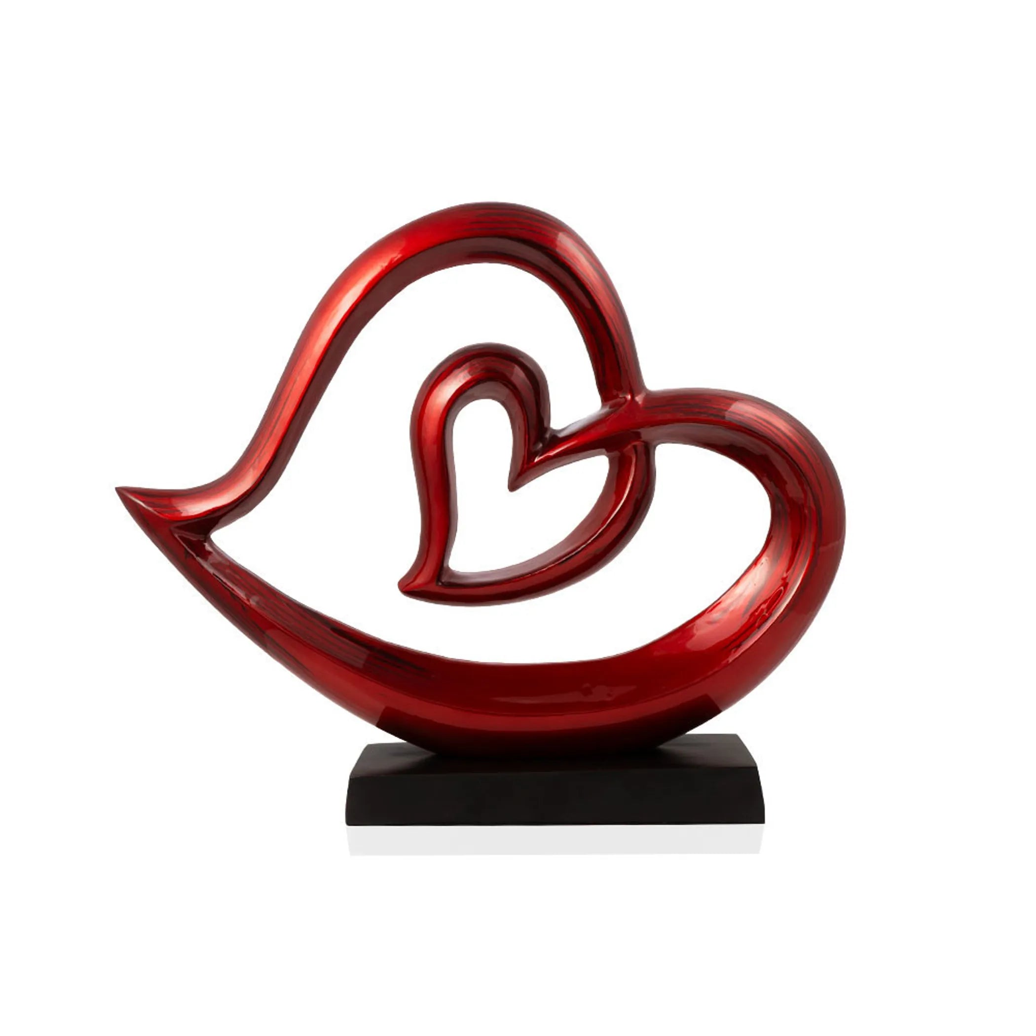 12" Red and Black Aluminum Hearts Tabletop Sculpture