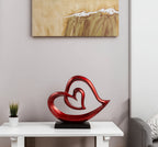 12" Red and Black Aluminum Hearts Tabletop Sculpture