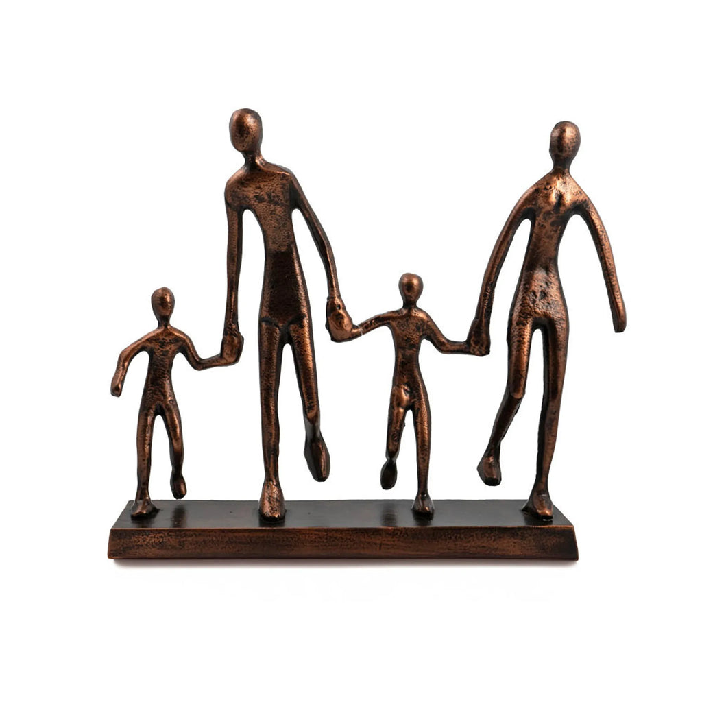 13" Copper Aluminum Family Of Four Tabletop Sculpture