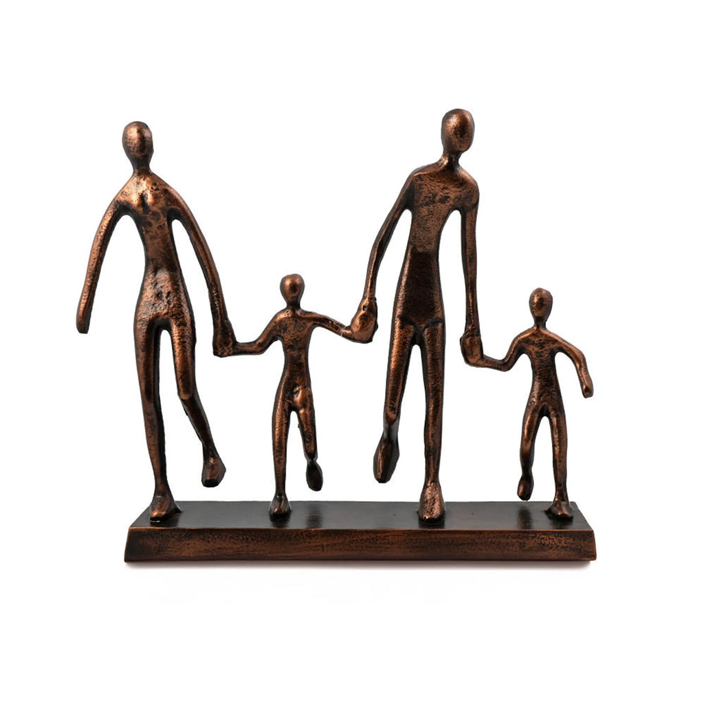 13" Copper Aluminum Family Of Four Tabletop Sculpture