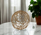 12" Gold Aluminum Woven Wire Decorative Orb Tabletop Sculpture