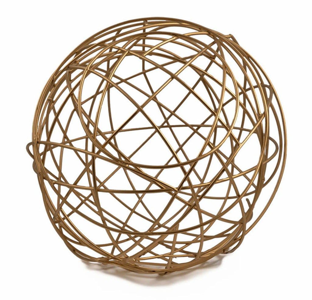 12" Gold Aluminum Woven Wire Decorative Orb Tabletop Sculpture