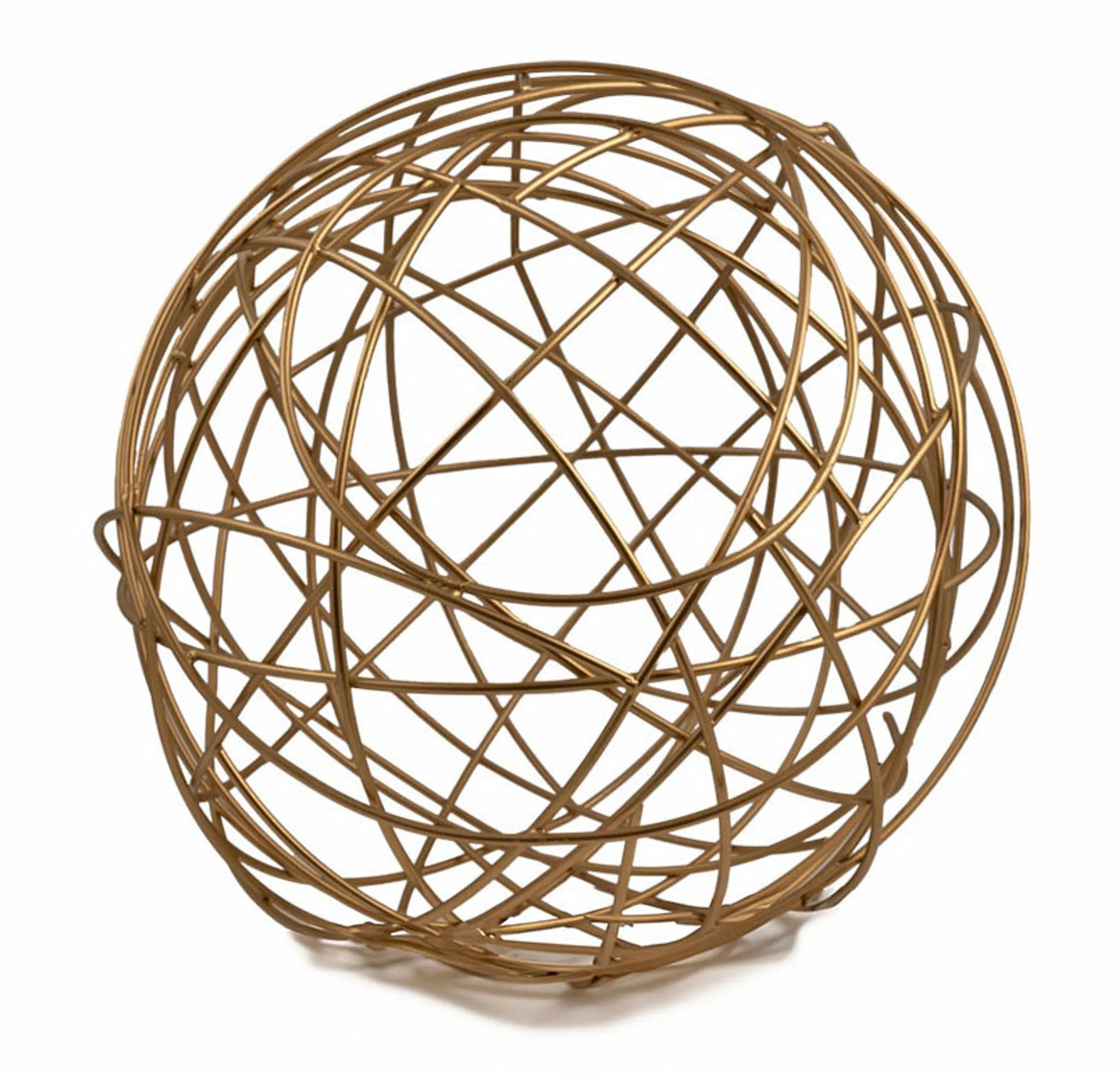 12" Gold Aluminum Woven Wire Decorative Orb Tabletop Sculpture