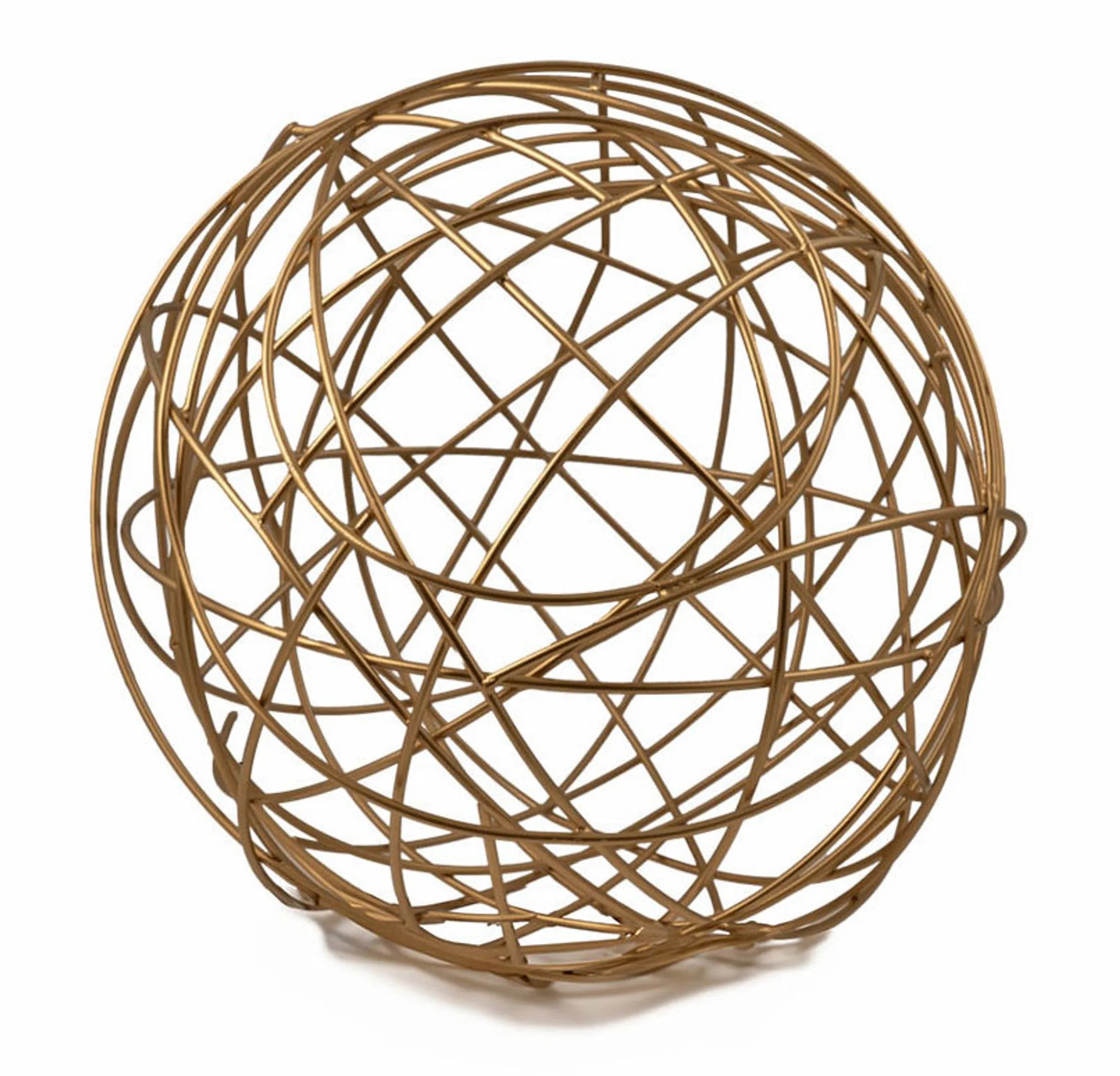12" Gold Aluminum Woven Wire Decorative Orb Tabletop Sculpture