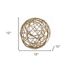 12" Gold Aluminum Woven Wire Decorative Orb Tabletop Sculpture