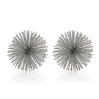 Set of Two Silver Iron Decorative Spiky Sphere Tabletop Sculptures