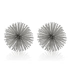 Set of Two Silver Iron Decorative Spiky Sphere Tabletop Sculptures