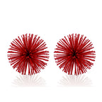 Set of Two Red Iron Decorative Spiky Sphere Tabletop Sculptures