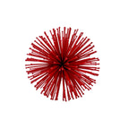 Set of Two Red Iron Decorative Spiky Sphere Tabletop Sculptures