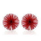 Set of Two Red Iron Decorative Spiky Sphere Tabletop Sculptures