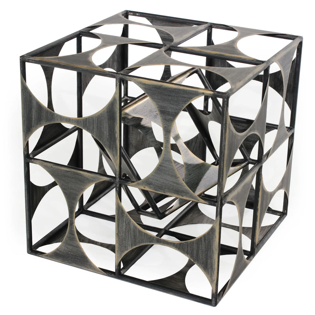 Metal Geo Cube Tabletop Sculpture
