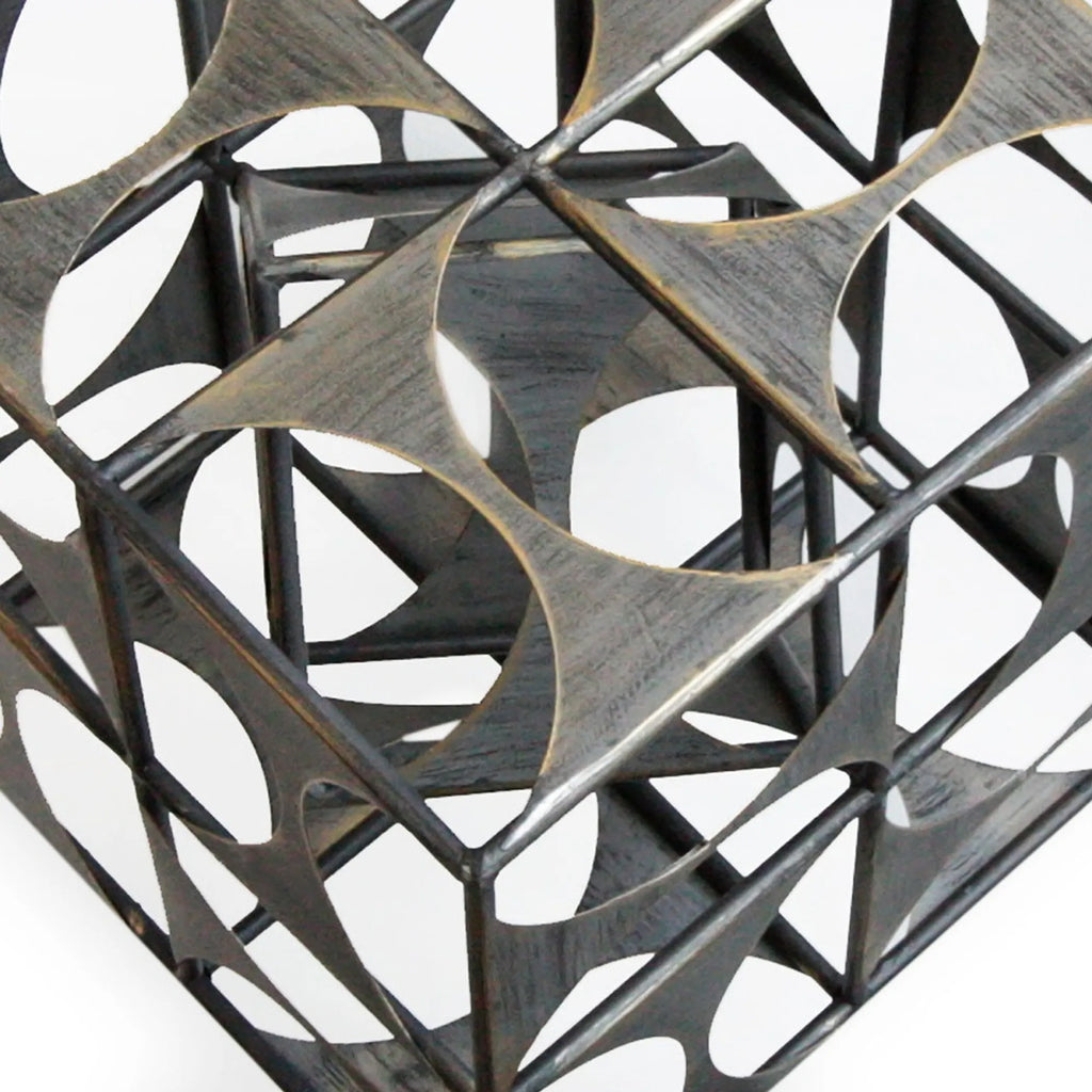 Metal Geo Cube Tabletop Sculpture