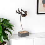 Bronze Resin Pole Vaulting Man Tabletop Sculpture