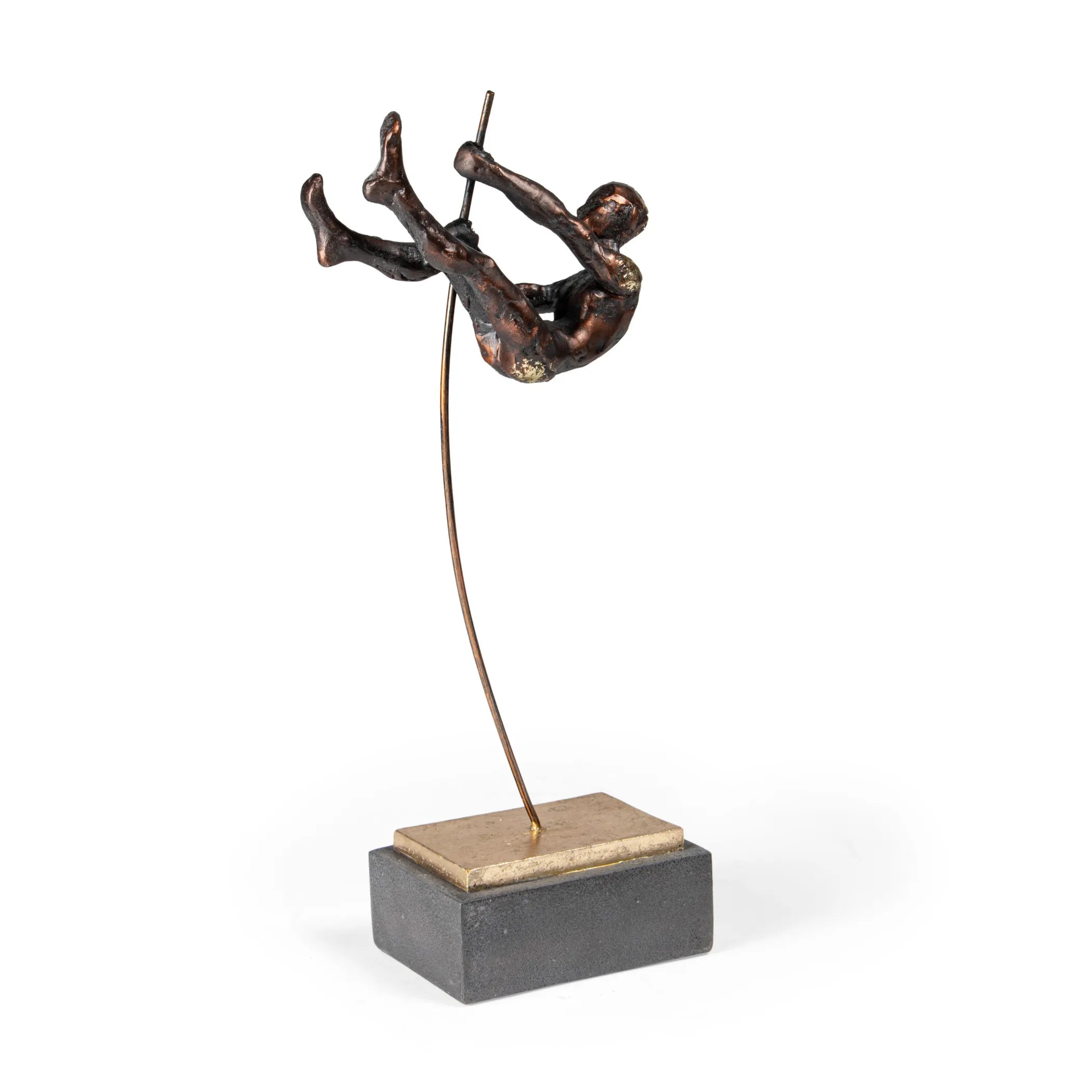 Bronze Resin Pole Vaulting Man Tabletop Sculpture