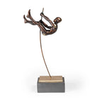 Bronze Resin Pole Vaulting Man Tabletop Sculpture