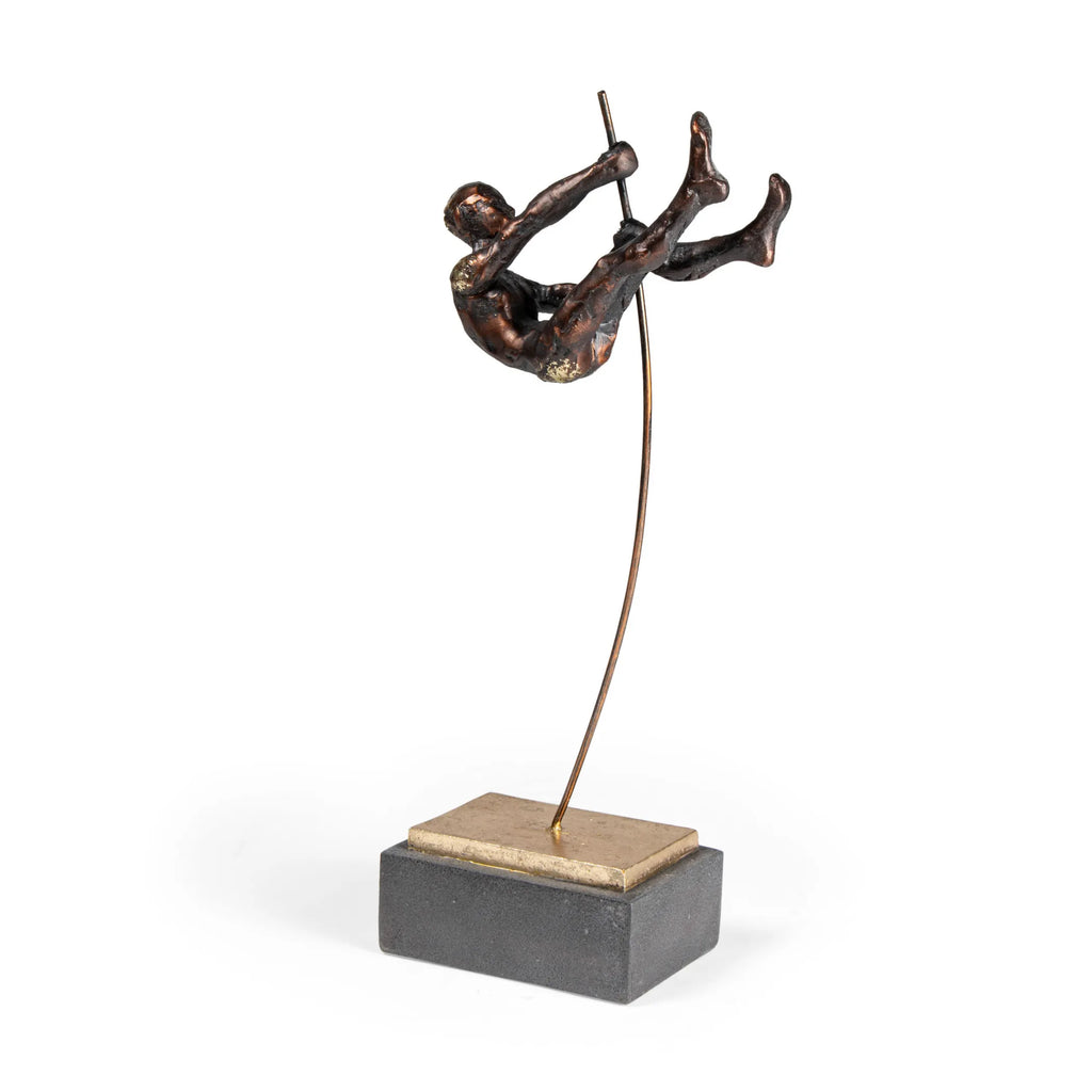 Bronze Resin Pole Vaulting Man Tabletop Sculpture