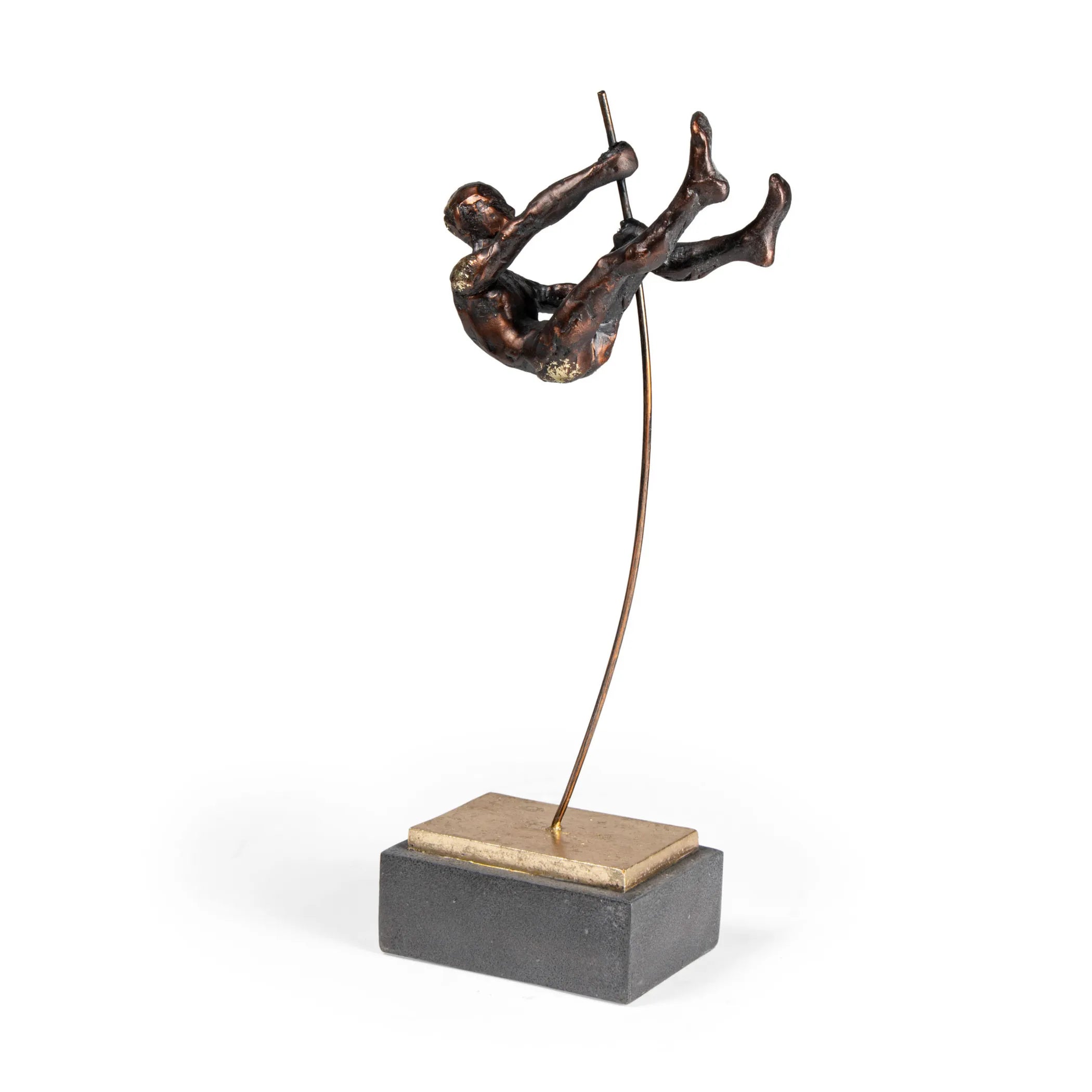 Bronze Resin Pole Vaulting Man Tabletop Sculpture