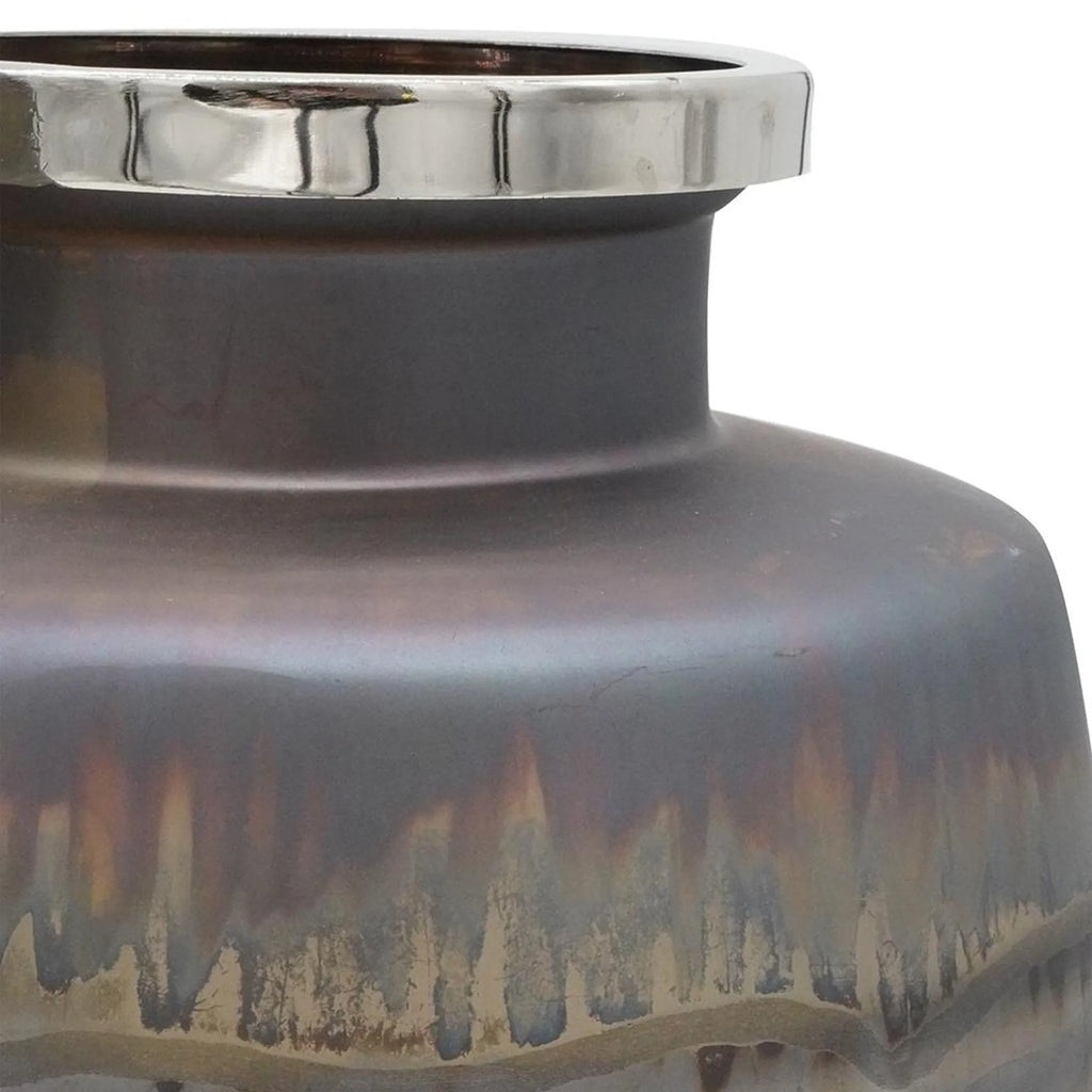 Set of Two And Gray Abstract Glass Round Table Vases