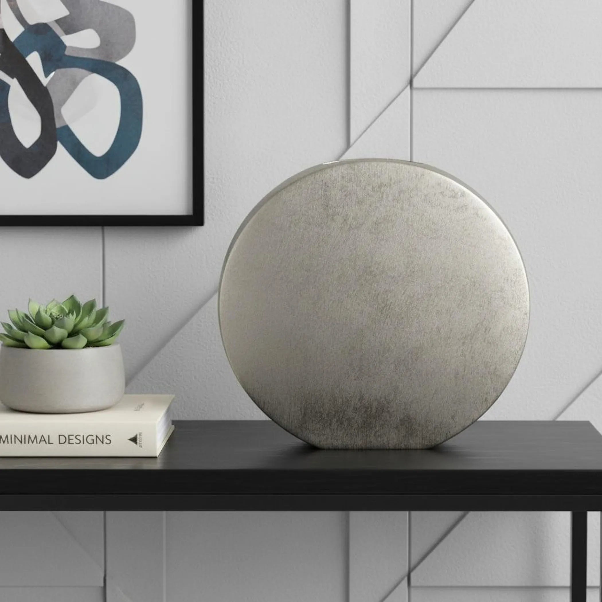 Aluminum Round Disc Table Vase