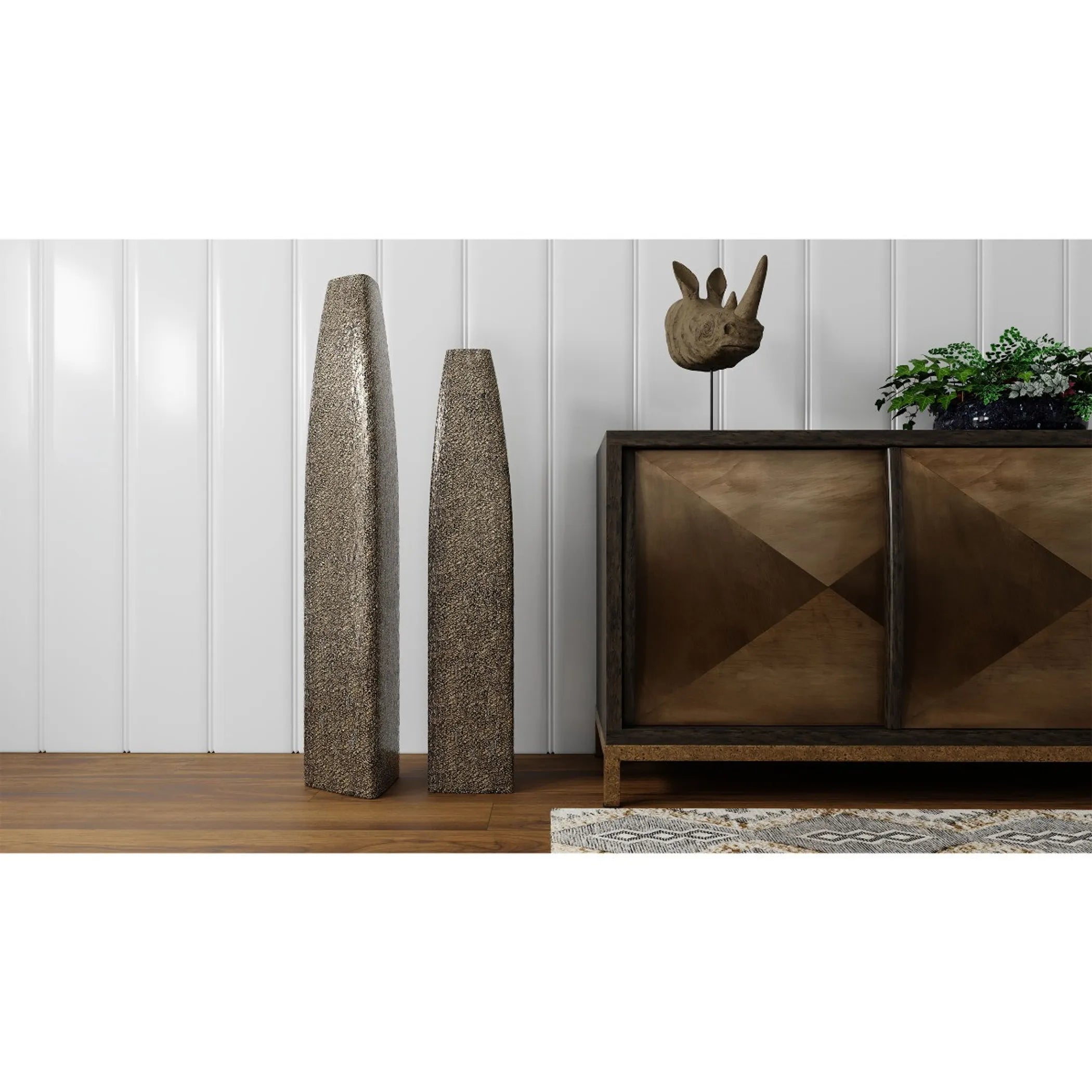 47" Gold Tapered Ceramic Floor Vase
