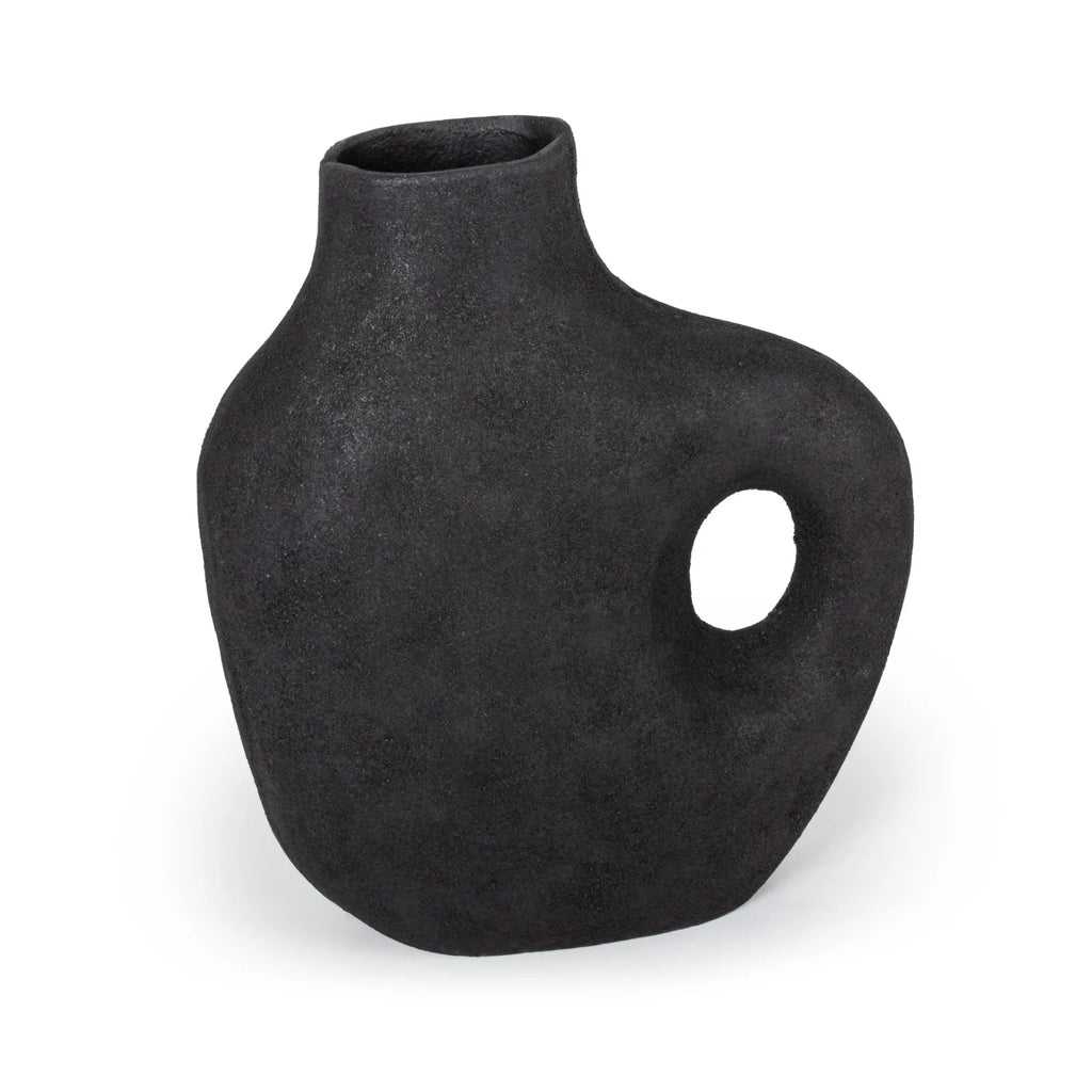 12" Black Aluminum Modern Abstract Table Vase