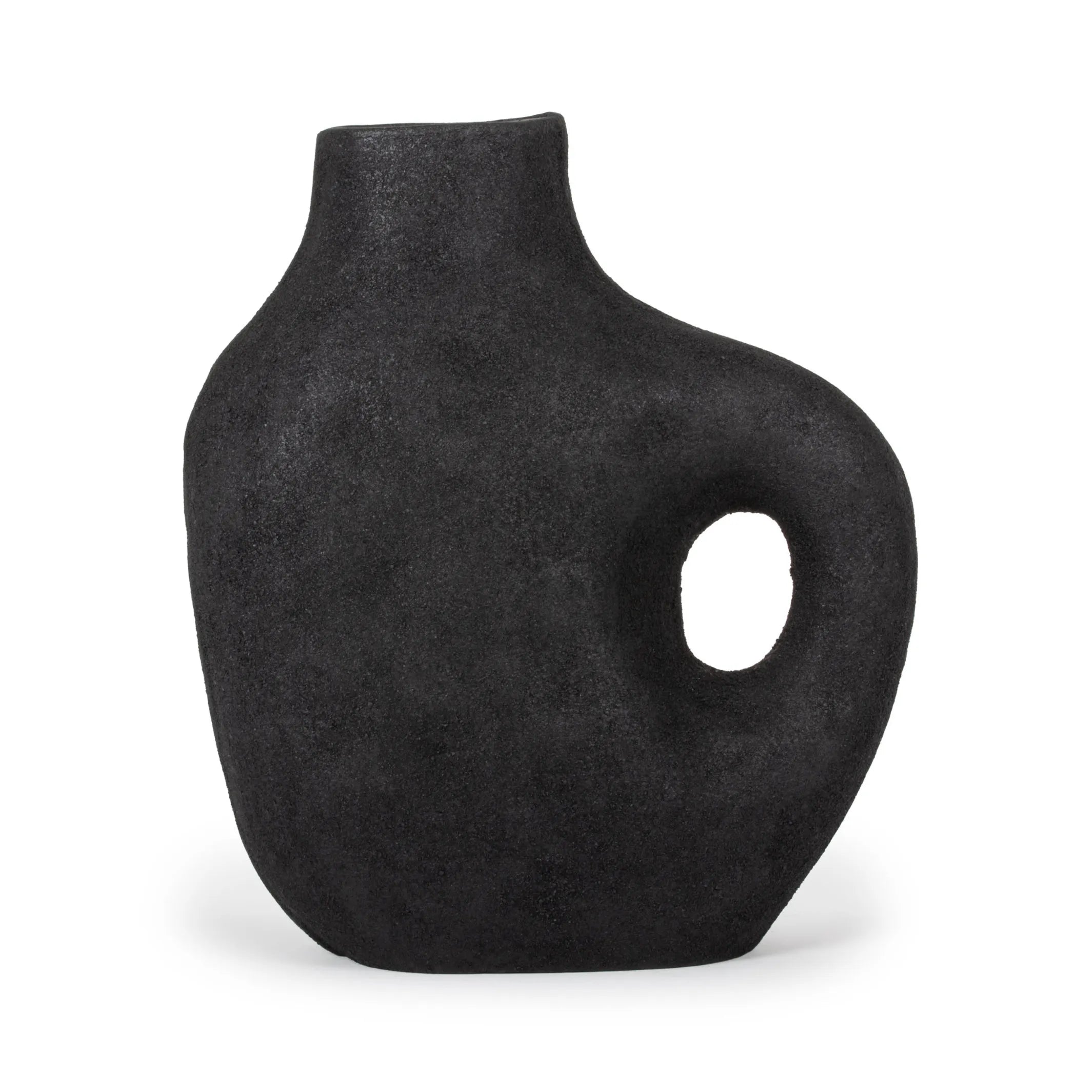 12" Black Aluminum Modern Abstract Table Vase