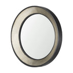 Champagne Dark Metal Wood Round Framed Accent Mirror