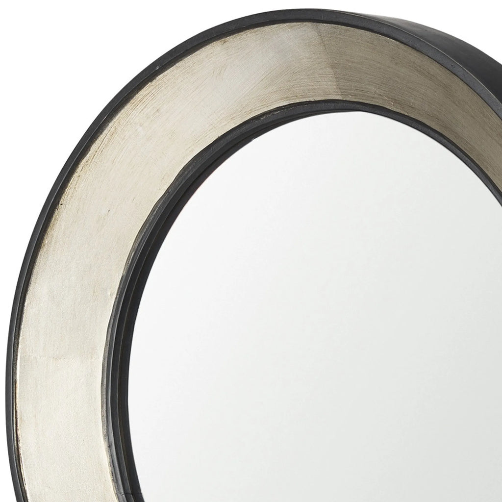 Champagne Dark Metal Wood Round Framed Accent Mirror