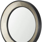 Champagne Dark Metal Wood Round Framed Accent Mirror