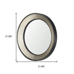 Champagne Dark Metal Wood Round Framed Accent Mirror