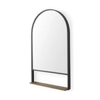 Metal Arch Framed Accent Mirror With Shelf