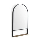 Metal Arch Framed Accent Mirror With Shelf