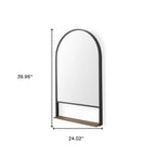 Metal Arch Framed Accent Mirror With Shelf