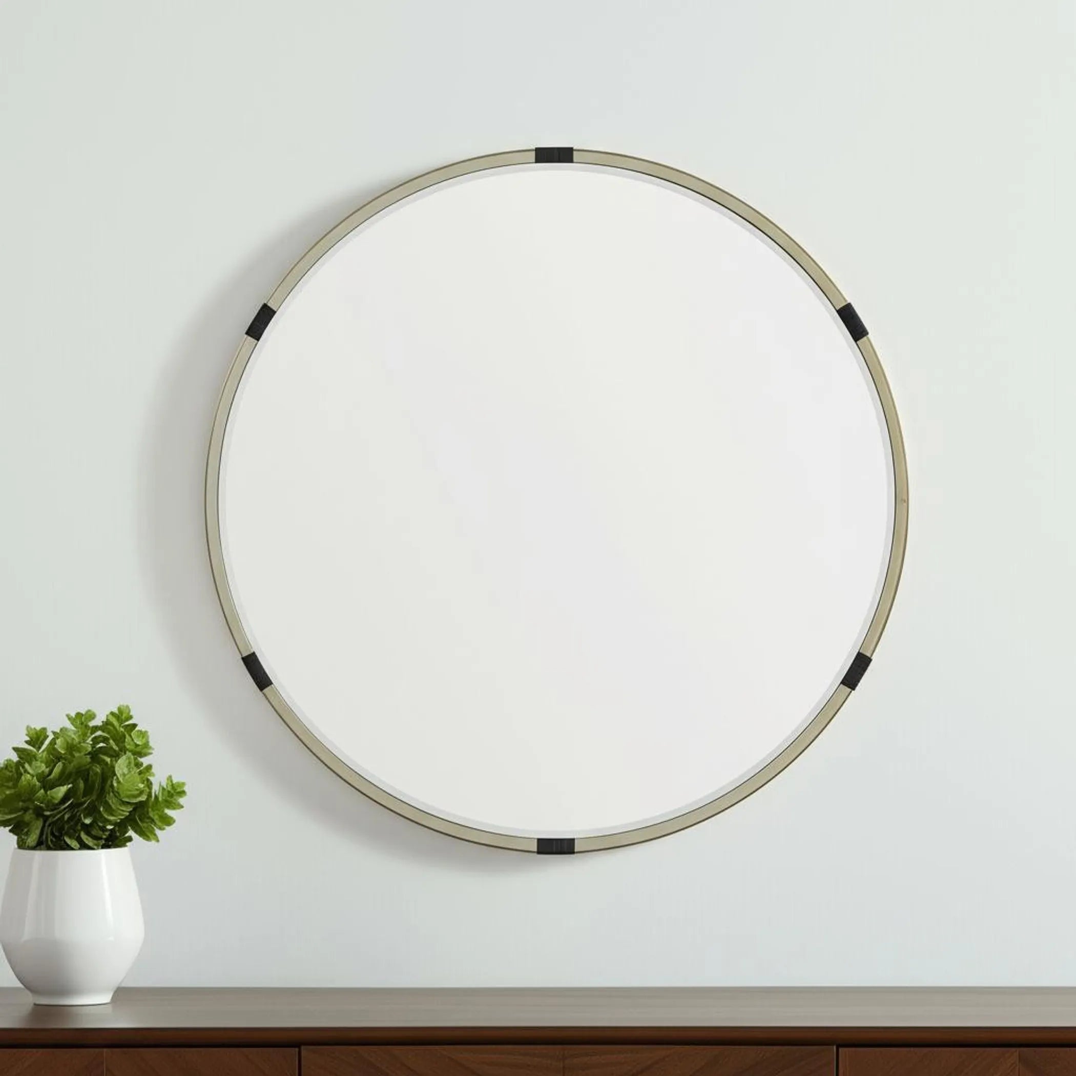 Metal Round Framed Accent Mirror