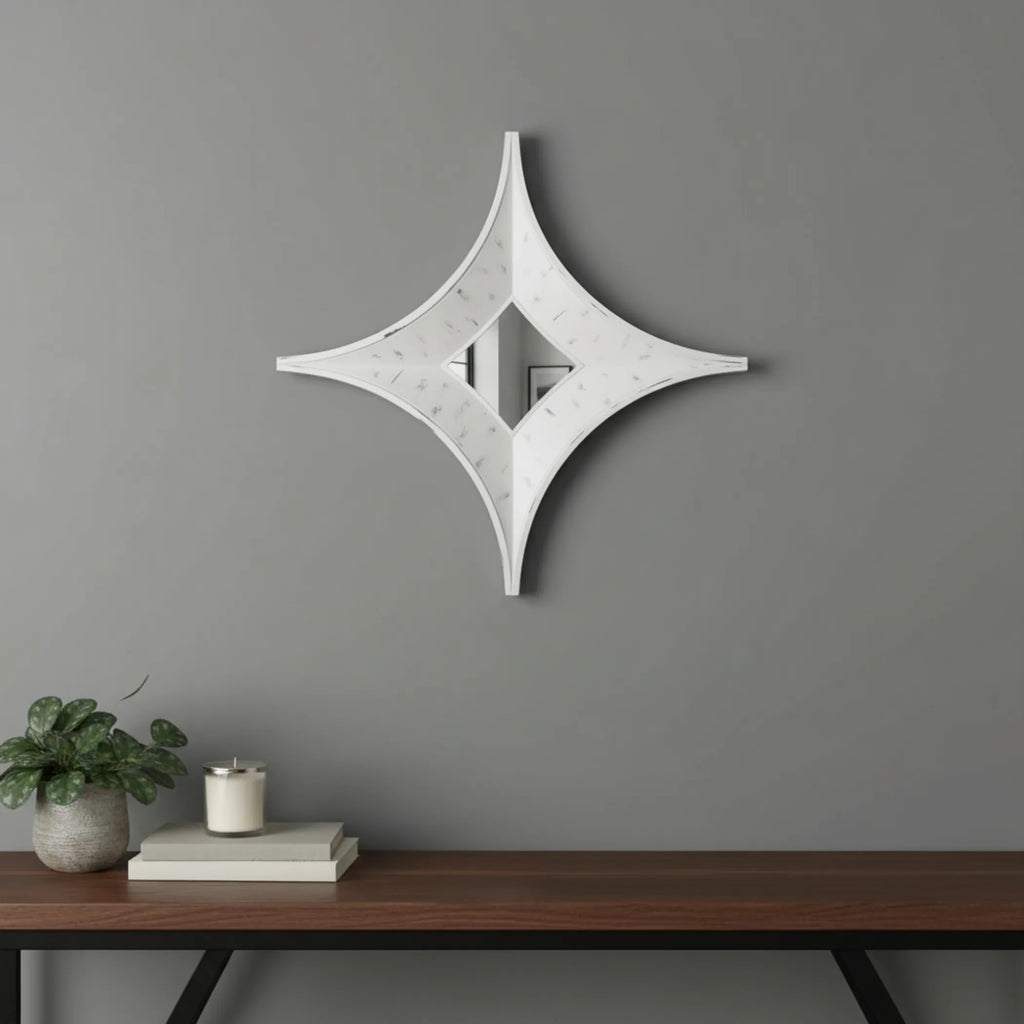 Distressed Wood Novelty Star Framed Accent Mirror