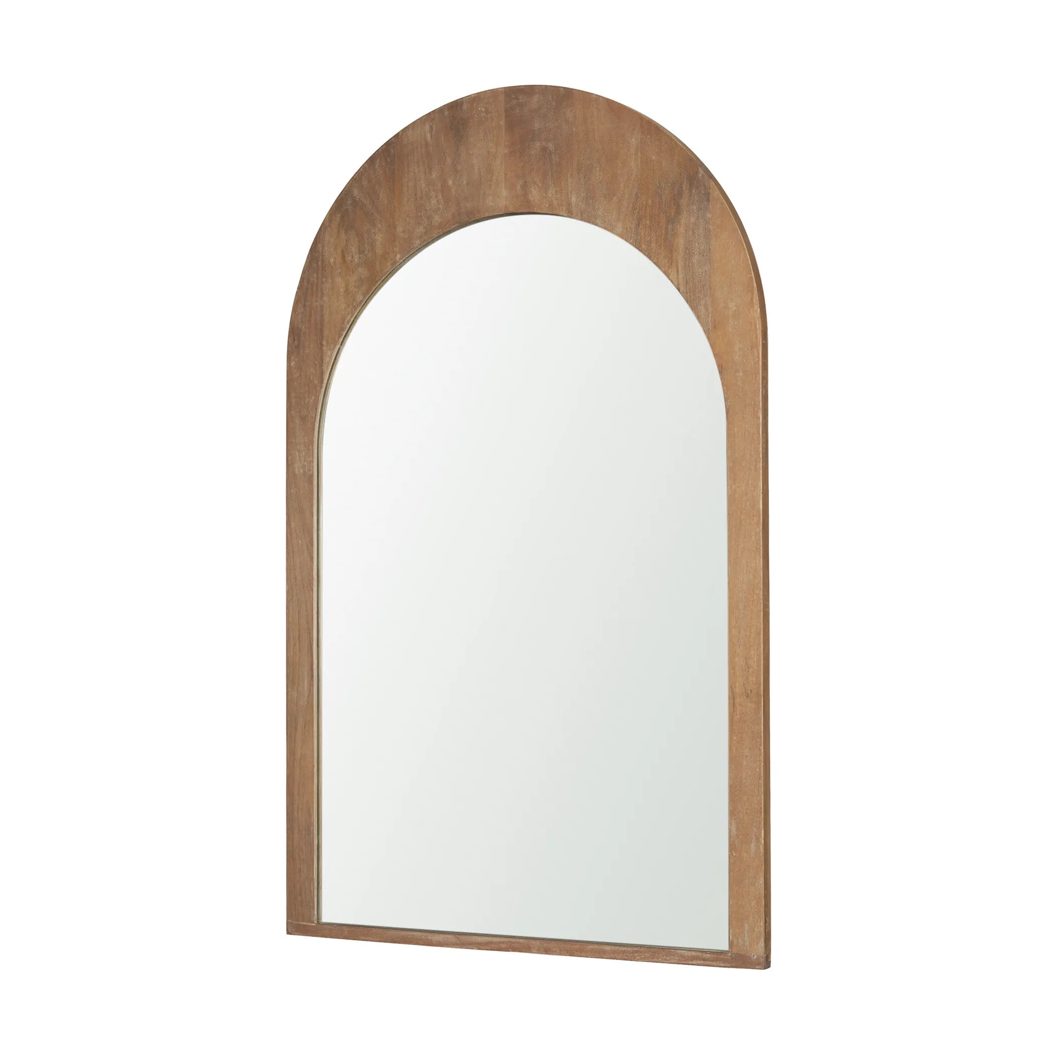 Light Wood Arch Framed Accent Mirror
