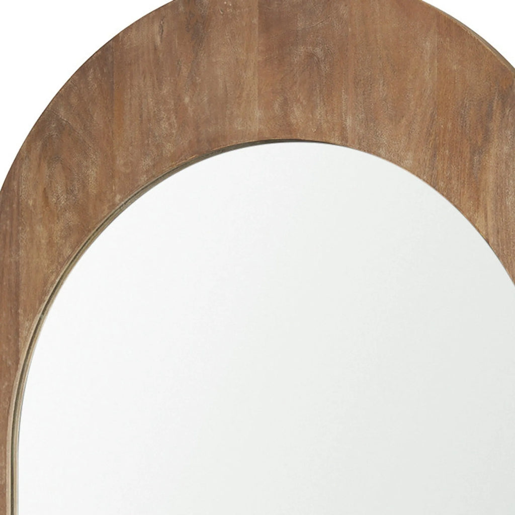 Light Wood Arch Framed Accent Mirror