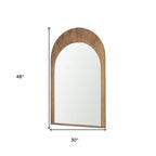 Light Wood Arch Framed Accent Mirror
