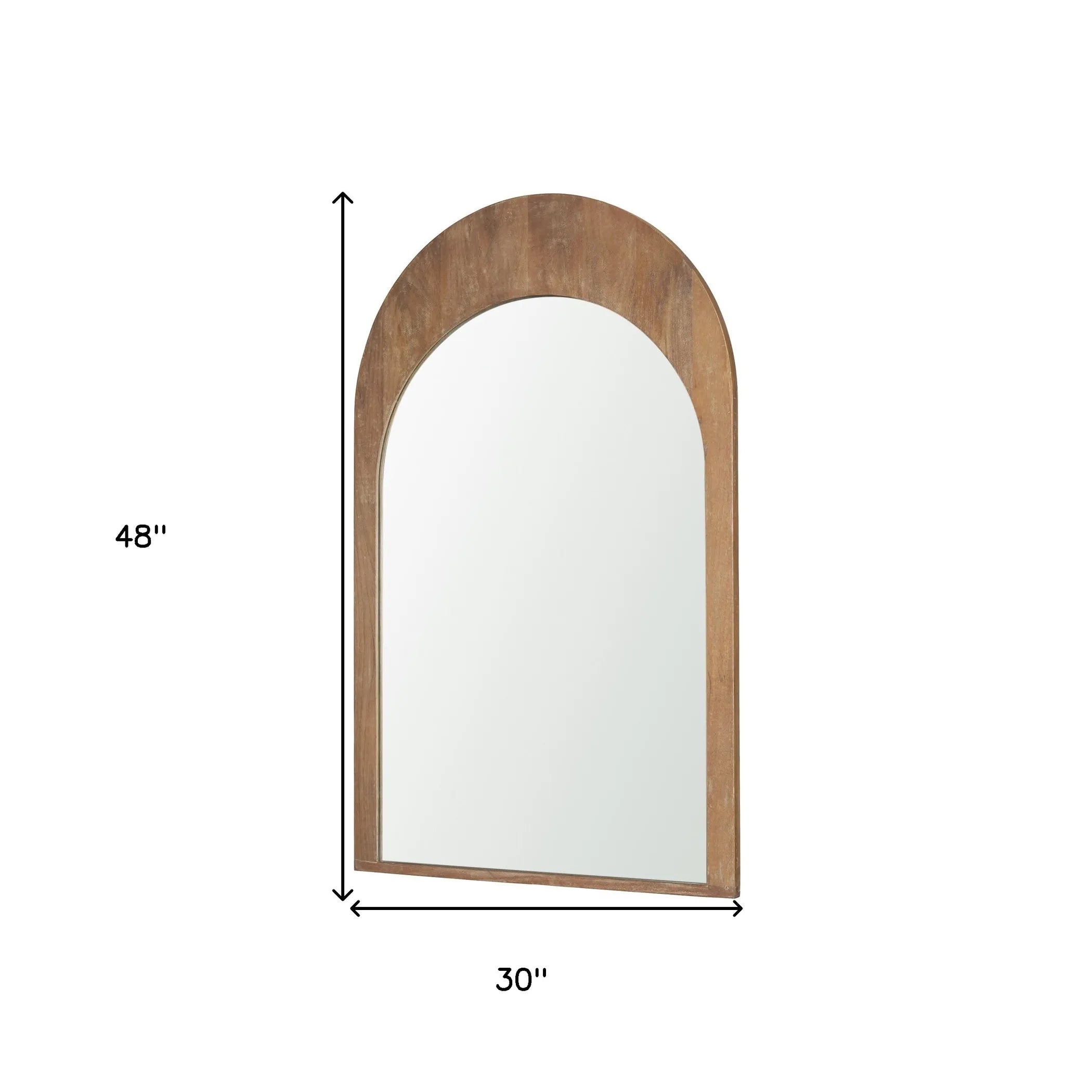 Light Wood Arch Framed Accent Mirror