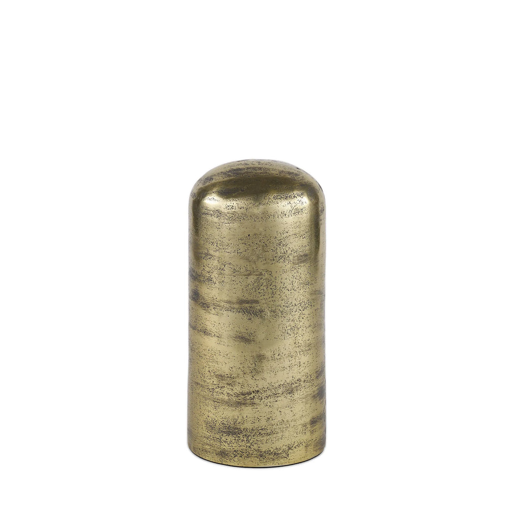 Antiqued Brass Cast Aluminum Cylindrical Tabletop Sculpture