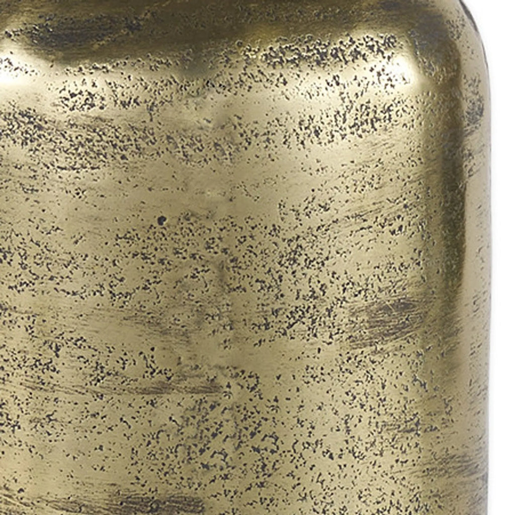 Antiqued Brass Cast Aluminum Cylindrical Tabletop Sculpture