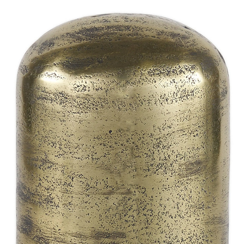 Antiqued Brass Cast Aluminum Cylindrical Tabletop Sculpture