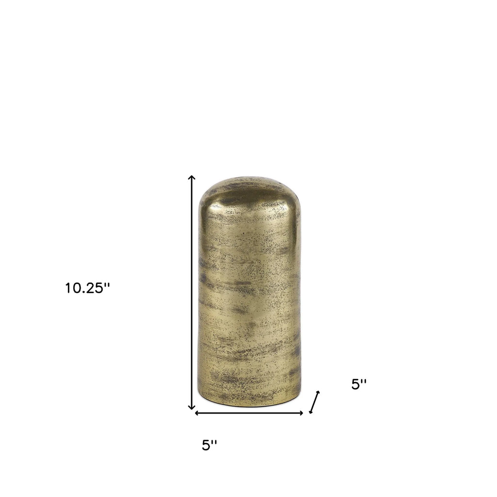 Antiqued Brass Cast Aluminum Cylindrical Tabletop Sculpture