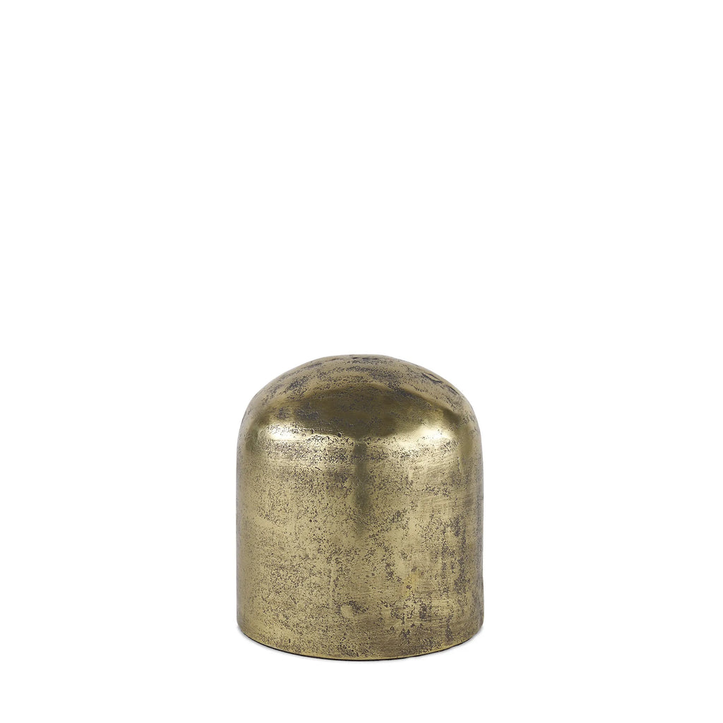 Antiqued Brass Cast Aluminum Cylindrical Tabletop Sculpture