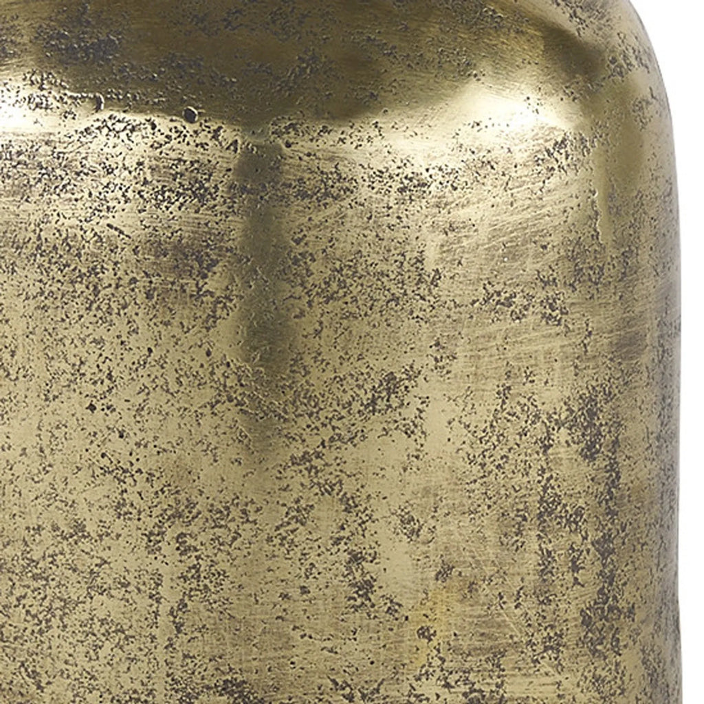 Antiqued Brass Cast Aluminum Cylindrical Tabletop Sculpture
