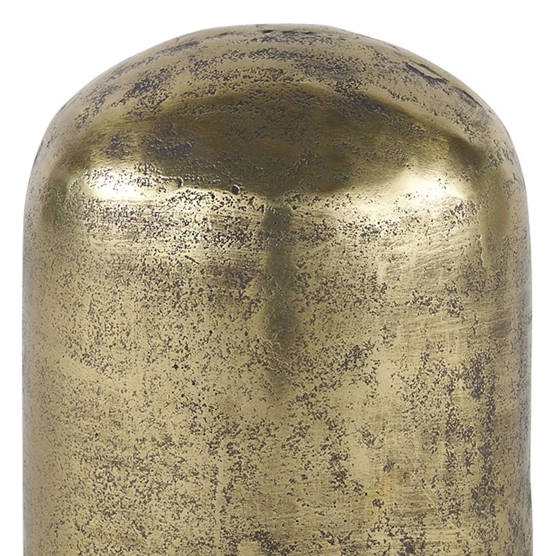 Antiqued Brass Cast Aluminum Cylindrical Tabletop Sculpture