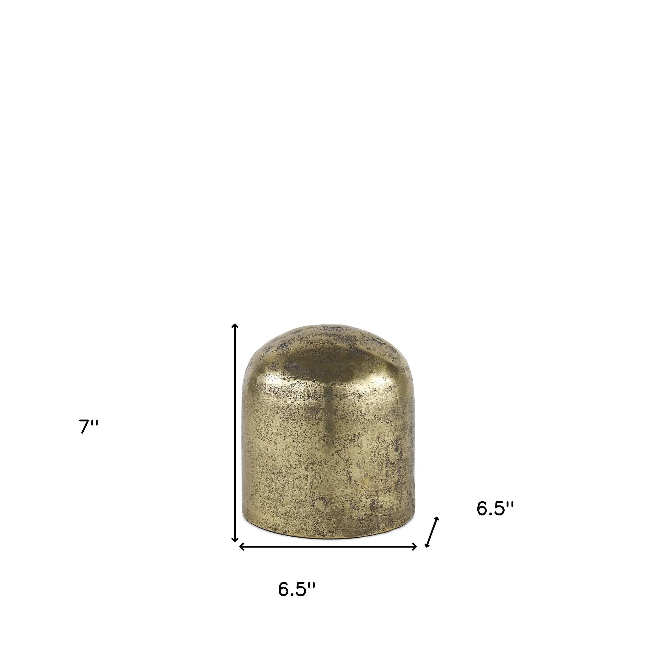 Antiqued Brass Cast Aluminum Cylindrical Tabletop Sculpture