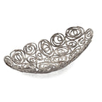 20" Silver Aluminum Abstract Circles Oval Decorative Bowl