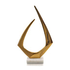 17" Gold And White Aluminum And Marble Abstract Tabletop Sculpture